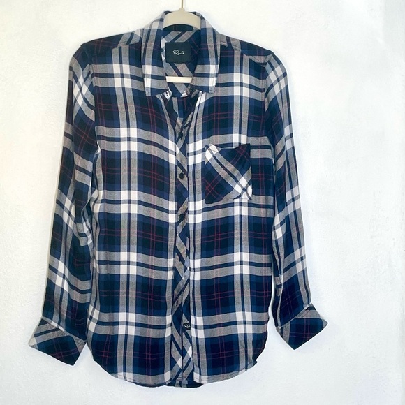 Rails Blue White Plaid Hunter Long Sleeve Button Down Shirt. Size Small - Picture 2 of 9
